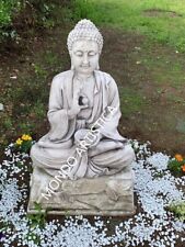 STATUA DEL BUDDHA CON BASE PER ESTERNO DA GIARDINO IN CEMENTO MARMO PIETRA