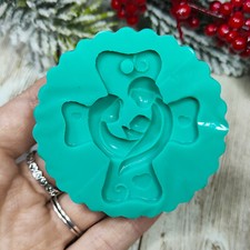 Stampo Natività su croce 5cm in silicone per creazioni in resina, fimo e gesso