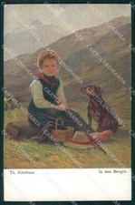 Girl and Hunting Dog Kurzhaar Bracco Kleehaas postcard cartolina QT6816