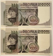 10000 LIRE ANDREA DEL CASTAGNO 06.09.1980 2 BANCONOTE CARTAMONETA REP. ITALIANA