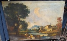 Antico Elegante Olio Su Tela