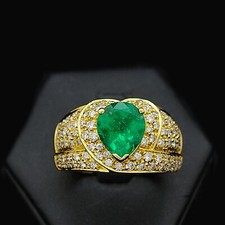 ANELLO SINFONIA ORO 18 KT SMERALDO 4.60 CT  E BRILLANTI 1.30 CT  NATURALI