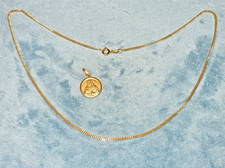 Catenina Collana con Medaglietta Vintage Anni '70/'80 Oro Giallo 750 18k - 44 cm