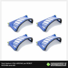 KIT RICAMBI 4 FILTRI AEROVAC PER IROBOT ROOMBA 600 605 610 612 614 615 616 620