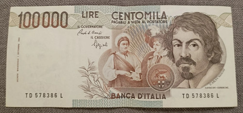 100000 lire caravaggio - lire, 1°