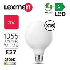 LEXMAN - Set 16 lampadine LED opache - E27 - 1055LM - 4,9W  2700K - Bianco caldo