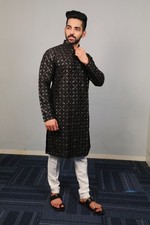 Uomo Kurta Cotone Tessuto