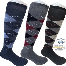 6 Paia Calze Lunghe Uomo rombi disegnate in Caldo Cotone100% Morbide di qualità