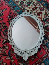 Specchio Shabby ovale in ferro laccato bianco 