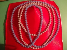 COPPIA LOTTO 2 COLLANA LUNGO FILO DI PERLE SFACCETTATE ROSA ANTICO E LAVANDA 