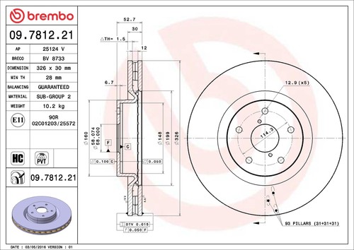 Brembo 7812 discofreno - brembo, 09.7812.21