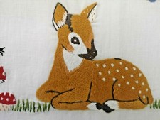 Spettacolari Asciugamani 1+1 puro lino ricamo Bambi in punto pieno a mano