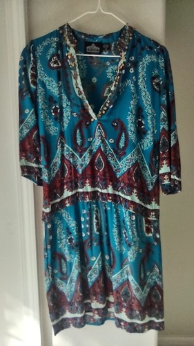 Angie blue paisley neck knee - angie,
