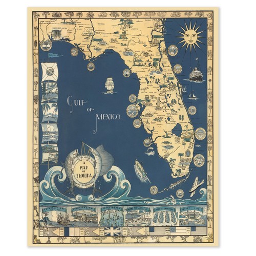 Antica mappa della - , florida