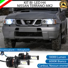 KIT LED H4 6000K CANBUS 18000 LM LUMEN REALI PER NISSAN TERRANO II NO AVARIA