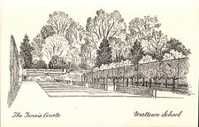 Cartolina d'epoca Westown scuola campi da tennis contea di Chester PA 1956