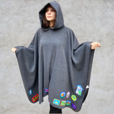 Grey Fleece Hooded Blanket