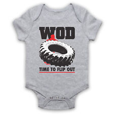 WOD CROSSFIT TYRE FLIPPING TIRE WORKOUT OF THE DAY GYM BABY GROW BABYGROW GIFT