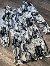 BiBA 100% Seta Monocromatico Abito Retail Misura 8 Nuovo con Etichetta