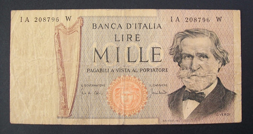 1000 lire verdi tipo - tipo, 1969