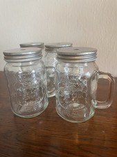 Lotto 4 bicchieri vetro cocktail jar barattolo coperchio cannuccia