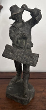 Scultura/statua in bronzo - giovane contadino con cestino