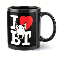 Tazza ceramica I Love Bull Terrier, giocosa tazza design cuore rosso e cane 11 oz 15 oz