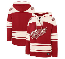 Felpa con cappuccio NHL Detroit Red Wings '47 Hockey Lacer nuova uomo taglie grandi e alte $140