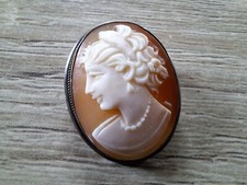 Antica Spilla ciondolo Cameo Argento 800 Inizio 900 Art Deco