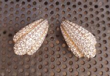 Orecchini Vintage Anni 80 Firmati Swarovski Clip Placcati Oro con Pavè Cristallo Logo Cigno