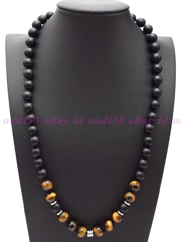 Collana perline uomo 8mm - collana, nero