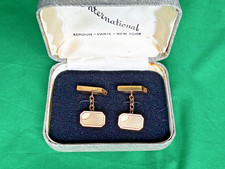 VINTAGE GEMELLI ART DECO ORO 9CT. LONDRA 1957; PUNZONATI E BULINATI SOLE; 4,2GR.