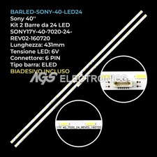KIT 2 BARRE STRIP 24 LED TV SONY 17Y-40-7020-24-REV02-160720, NS7S400HND01