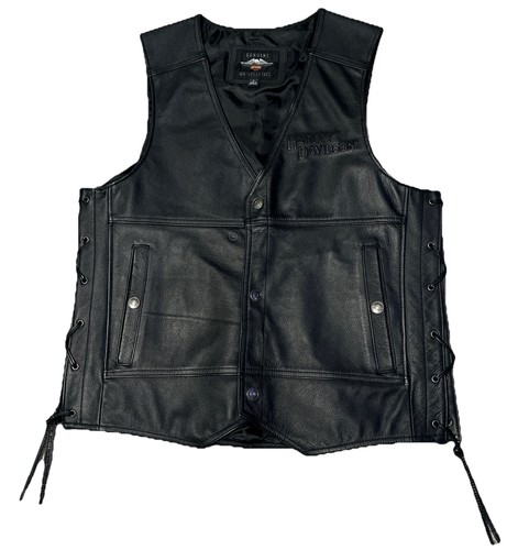Gilet biker pelle harley - gilet,