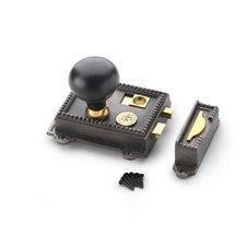 Serratura a cerchio reggenza in ghisa legno ebanizzato pomelli porta panino ottone invecchiato