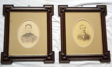 COPPIA cornici epoca fondazione ~ 1880 angoli esposti bordo interno oro vetro foto