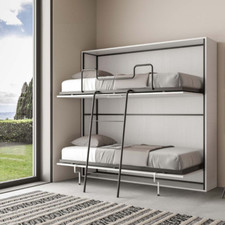 Letto a castello doppio a scomparsa orizzontale Bianco Frassino KANDO