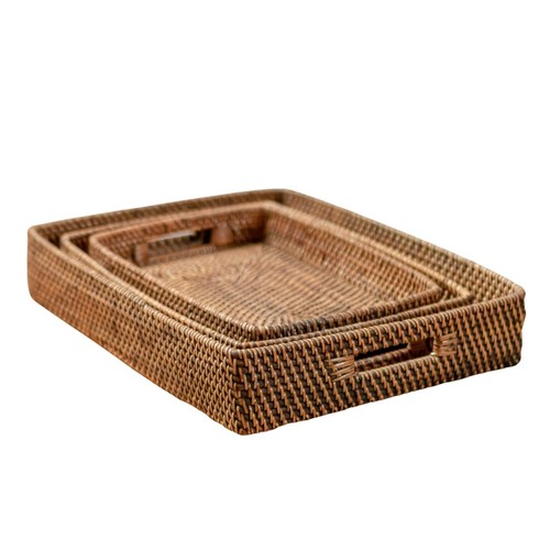 Vassoio rettangolare rattan - rettangolare, in