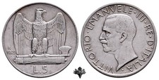 REGNO D'ITALIA 5 lire 1929 Aquilotto ARGENTO Vittorio Emanuele III
