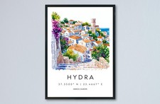 Poster Acquerello Hydra Grecia