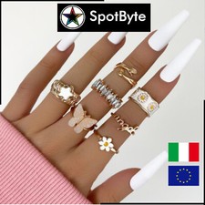 Set 7 Anelli Donna Dorati in