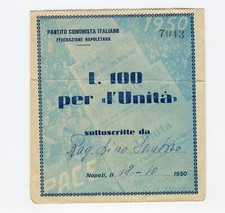 Buono 100 Lire PCI Partito