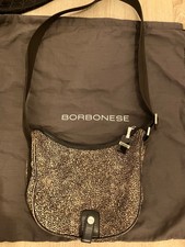 borsa donna Borbonese mezzaluna media colore goffrato marrone.