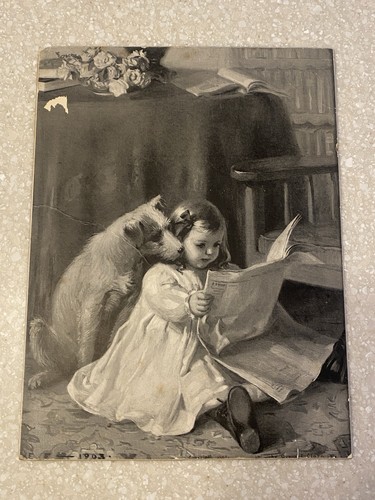 Antique painting terrier with - painting:,