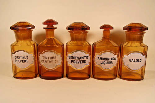Lotto bottiglie farmacia fine - bottiglie,