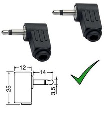 2pz Spina JACK 3,5mm 90° MONO Volante Connettore spinotto spina maschio 3,5mm