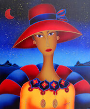 Kino Mistral "LADY MODIGLIANI e i DUE MEDAGLIONI" dipinto su tela cm.60x50+COA