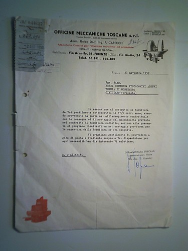 Lettera officine meccaniche - "officine,