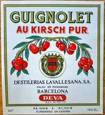 Etichette vino liquori SPAGNA GUIGNOLET PUR Destilerias La Vallesana wine labels