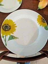 x12 Piatti Piani Marini Collection Decoro Girasole Porcellana